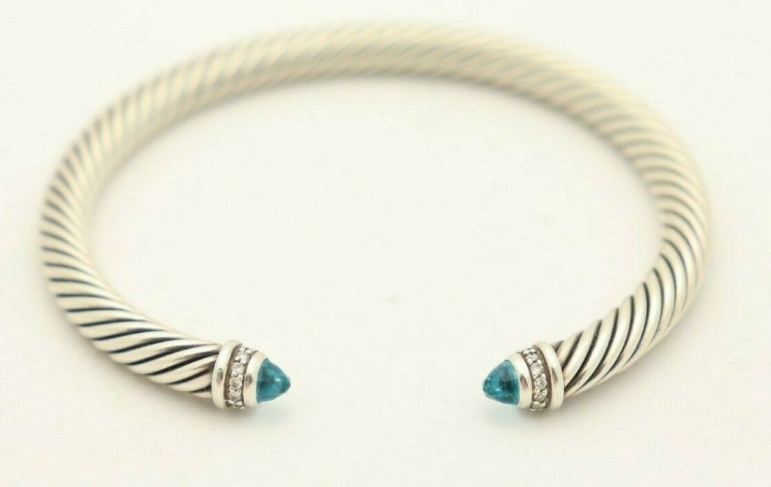David Yurman Cable Bracelet Diamonds Blue Topaz (1 of 5)