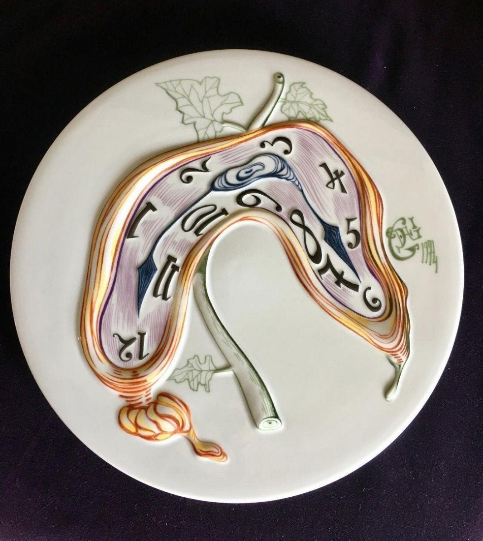 1974 Rosenthal Germany Wall Charger Salvador Dali Large: Large Limited addition Wall Charger Salvador Dali "Melted Clock" by Rosenthal Germany. Measures 14" inches dia . Heavy . With Original Box. In house shipping is available, buyer pays shipping cost.