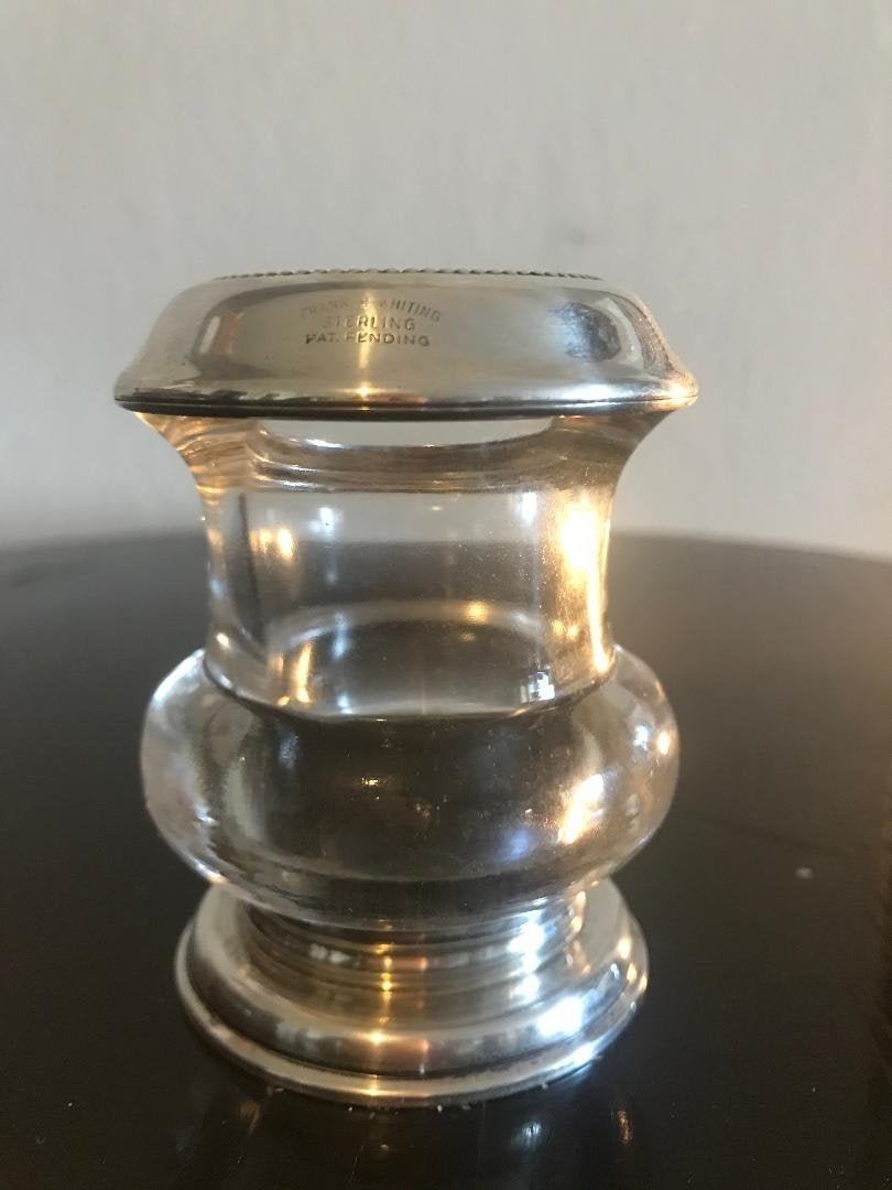 Frank M Whiting Sterling Silver Glass Toothpick Holder: Frank M Whiting Sterling Silver & Glass Toothpick Holder 3" tall. In house shipping to continental US $15.