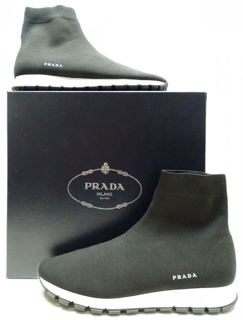 New PRADA Sock Runner Black White Platform Sneakers: New PRADA Model# 1T157L Sock Runner Black White Platform Women Sneakers EURO Size 41 / US 9.5. Comes with original box. In house shipping is available, buyer pays shipping cost.