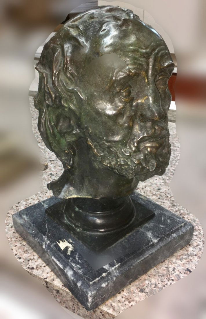 After Auguste Rodin Bronze Sculpture Man With Broken: After Auguste Rodin Bronze Sculpture Man With Broken Nose. Signed on the back. Measures 14"H x 8"W. In house shipping is available, buyer pays shipping cost.