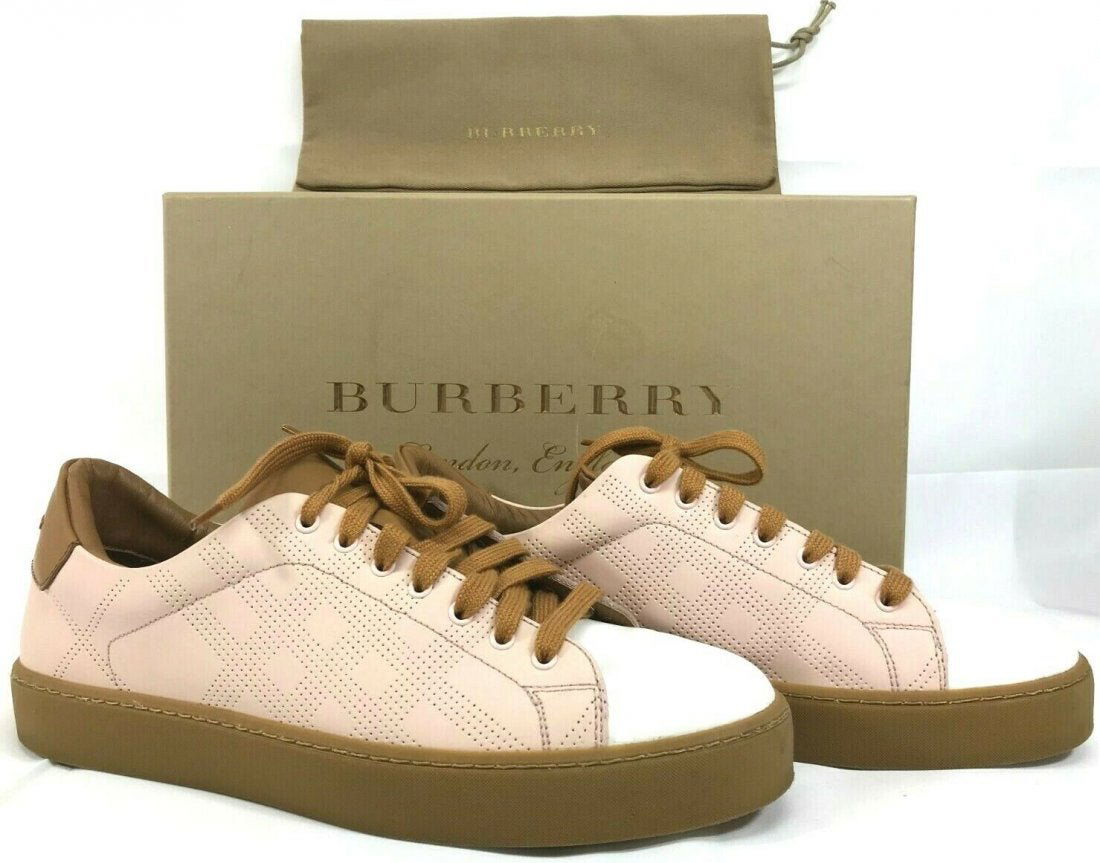 Ladies Burberry Westford Pink Sneakers Sz 9: Ladies Burberry Low Top Westford Pink Sneakers Size US 9 / EUR 40. Made in Italy. Excellent condition. Come with box and dust bag. In house shipping is available, buyer pays shipping cost.