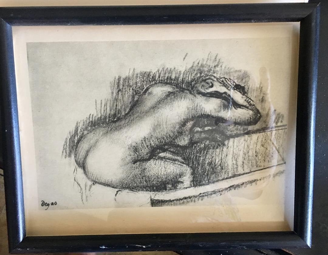 Vintage Edgar Degas Nude Print Poster: Vintage Edgar Degas Nude Print Poster