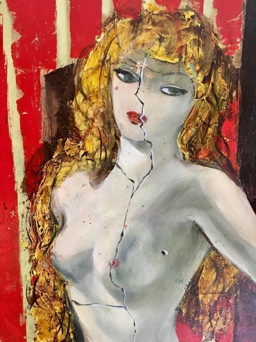 CHARLES LEVIER French (1920-2004) Nude Oil: CHARLES LEVIER French 1920-2004 Oil on board . Measures 24" by 17" inches .Signed lower middle .In Beautiful vintage gilded wood frame.