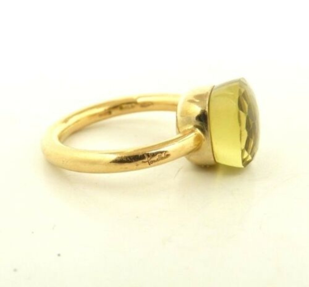 Pomellato Gelato Rock Candy 18K Gold Yellow Topaz Ring: Pomellato Gelato Rock Candy 18K Gold Dark Yellow Topaz Ring. Size 4.5. Weight - 5.0dwt / 7.9g. In house shipping is available, buyer pays shipping cost.