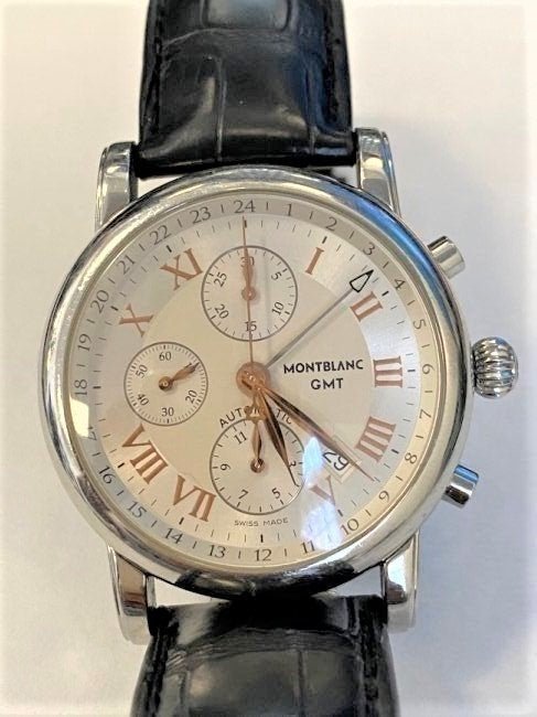 Montblanc Meisterstuck GMT Chronograph Mens Watch: Montblanc Meisterstuck MODEL7067 Men's Swiss Made Watch Automatic Montblanc movement Caliber 4810/503 POWER RESERVE 42 hours. In house shipping is available, buyer pays shipping cost.