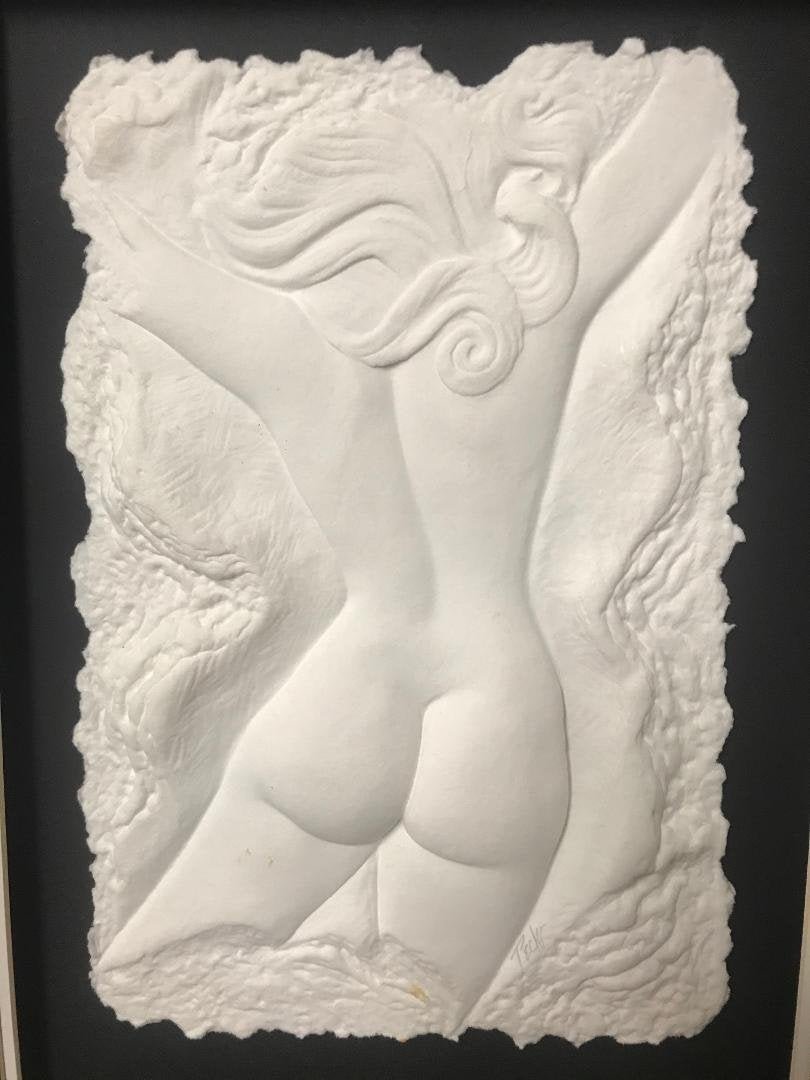 Roberta Peck Relief Paper Sculpture Nude: Roberta Peck Relief Paper Sculpture Nude. Measures 25" x 21" including frame. In house shipping is available, buyer pays shipping cost.