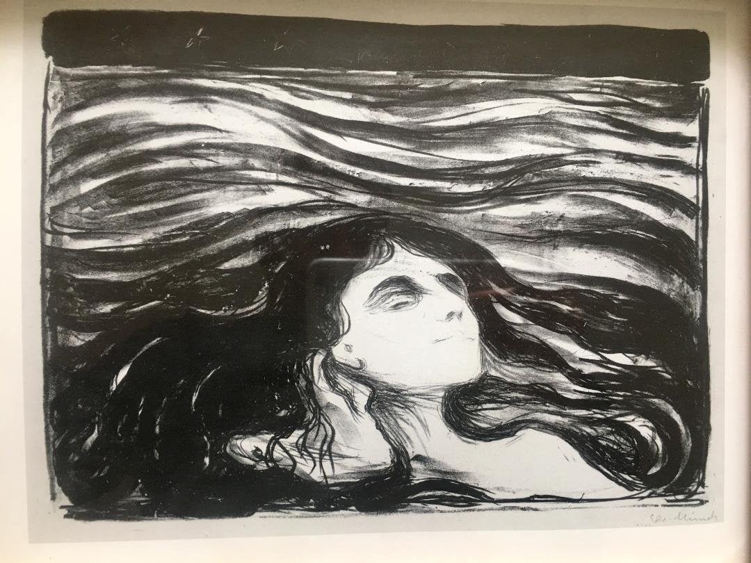 Edward Munch "Lovers in the Waves" Vintage Print: Edward Munch "Lovers in the Waves" Print . Measures 12" by 9.5' inches