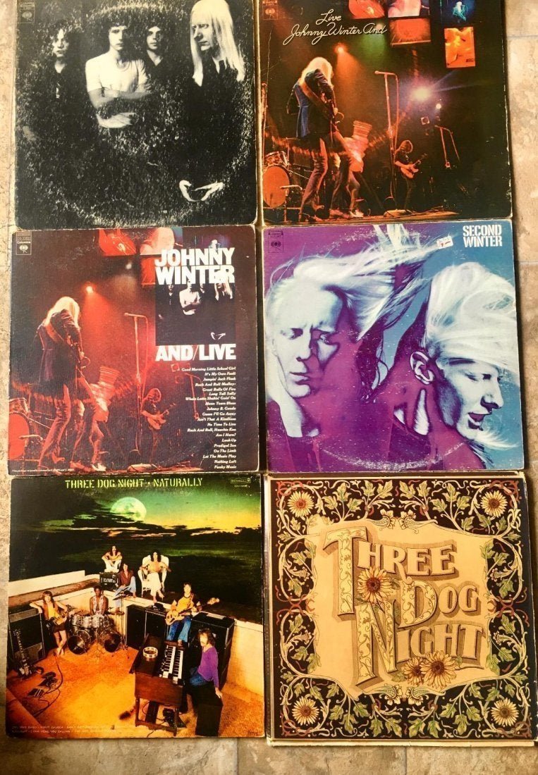 Rock Records lot-6 1970s JONNY WINTER THREE DOG NIGHT: Rock Records lot of 6 1970s JONNY WINTER THREE DOG NIGHT , LP'S in good to excellent condition . Vinyl from very good to excellent .