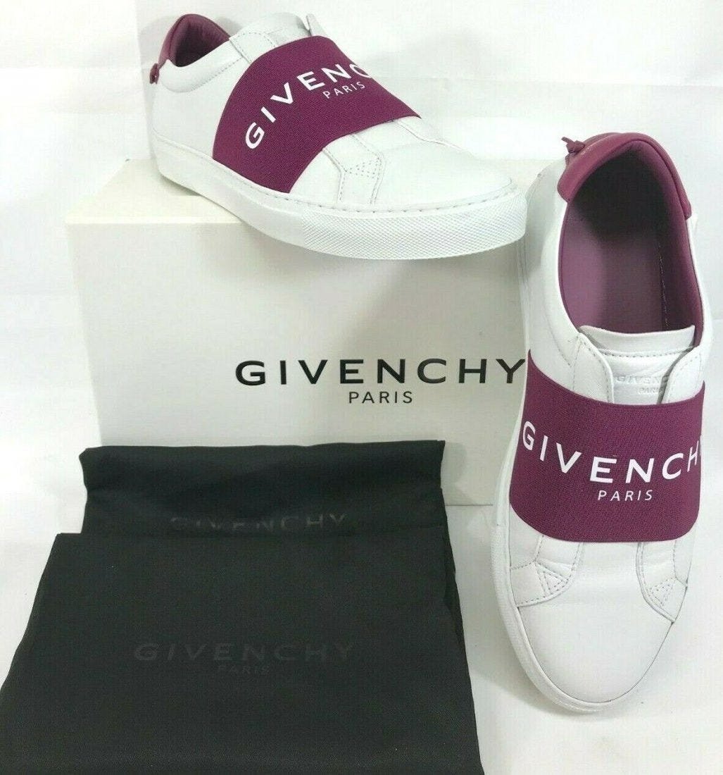 Givenchy Ladies Urban Street Elastic Band Sneakers: Givenchy Ladies Urban Street Elastic Band Sneakers model BE0005E0EB Color - Orchid Purple / White. US size 8 / EU 39. Retail price was $595. Near mint condition, were worn probably once. Come with ori