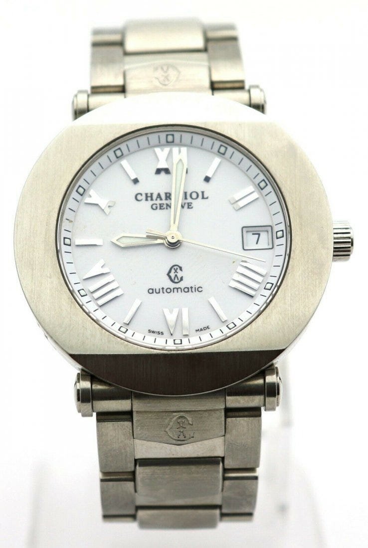 Charriol Columbus Stainless Steel White Dial Watch: Charriol Columbus Stainless Steel White Dial Watch. Model CCRA38.Size: 7.5". Comes with 2 extra links, case and booklet. In house shipping is available, buyer pays shipping cost. House id 01.