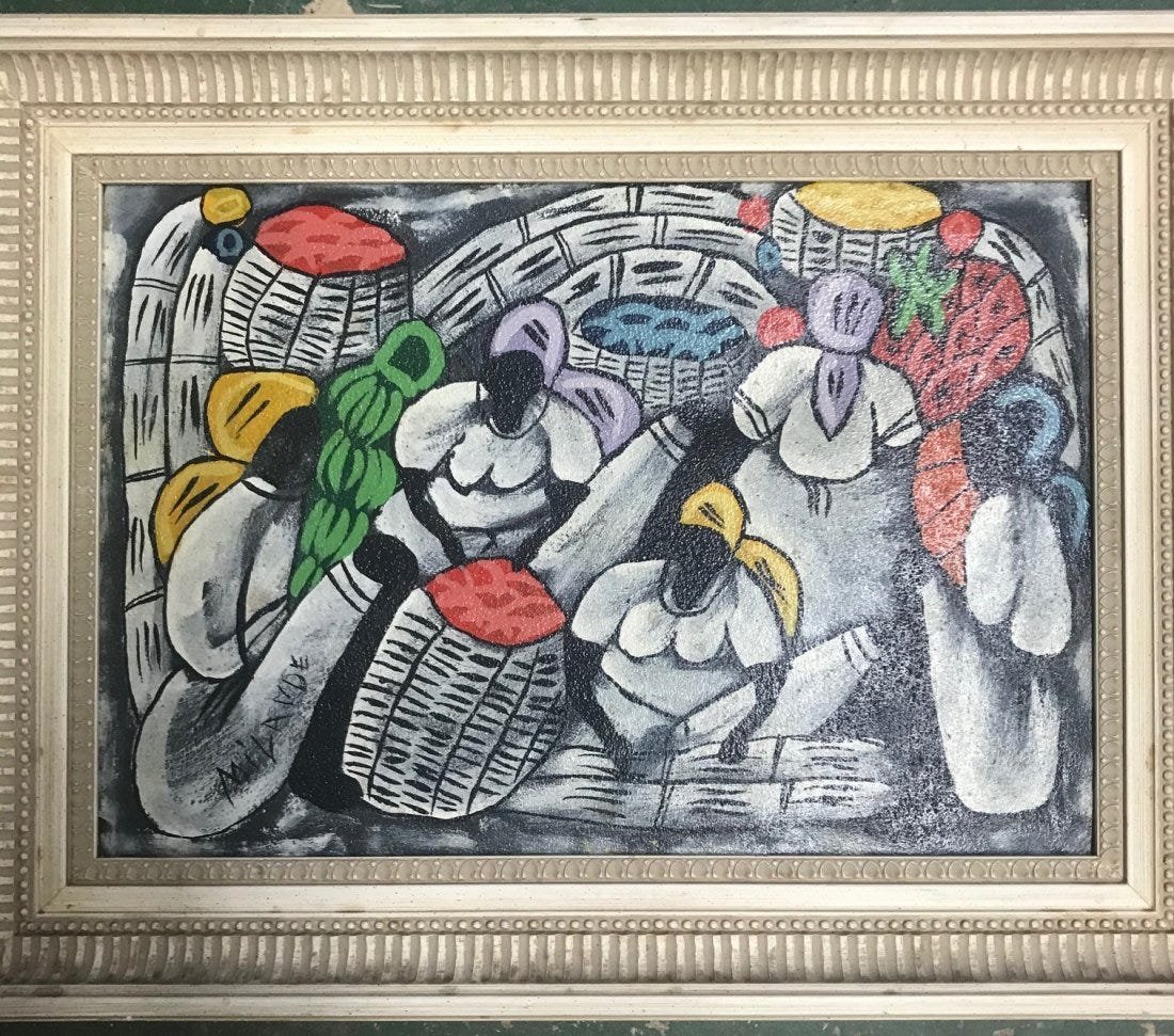 Oil Painting on Canvas Artist Signed Cuban Folk Art: Oil Painting on Canvas Artist Signed Cuban Folk Art. Measures 20" x 15" framed. In house shipping is available, buyer pays shipping cost.