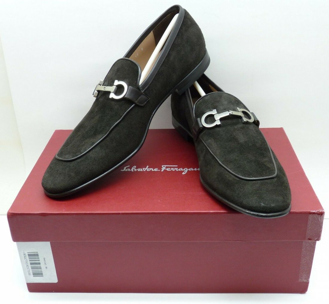 Salvatore Ferragamo Men's Brown Suede Leather Shoes (1 of 11)