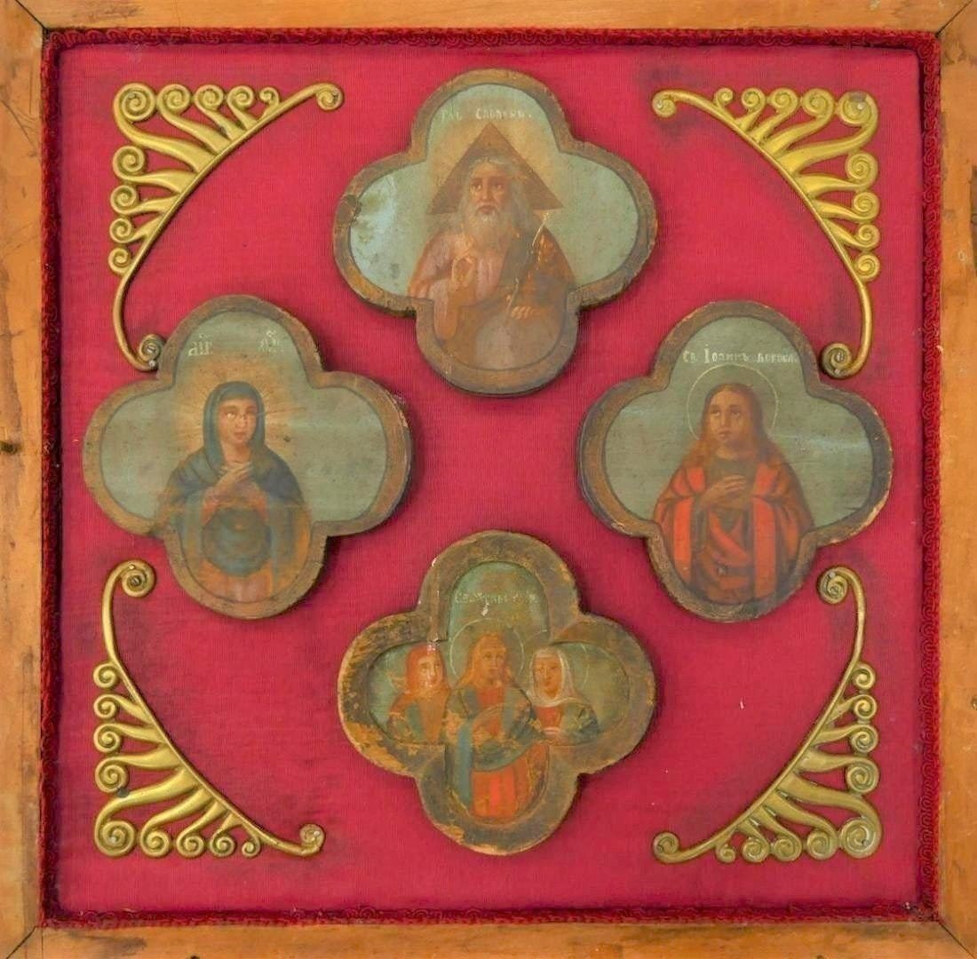 Antique Polyptych of Russian Icons Painted on Wood (1 of 19)