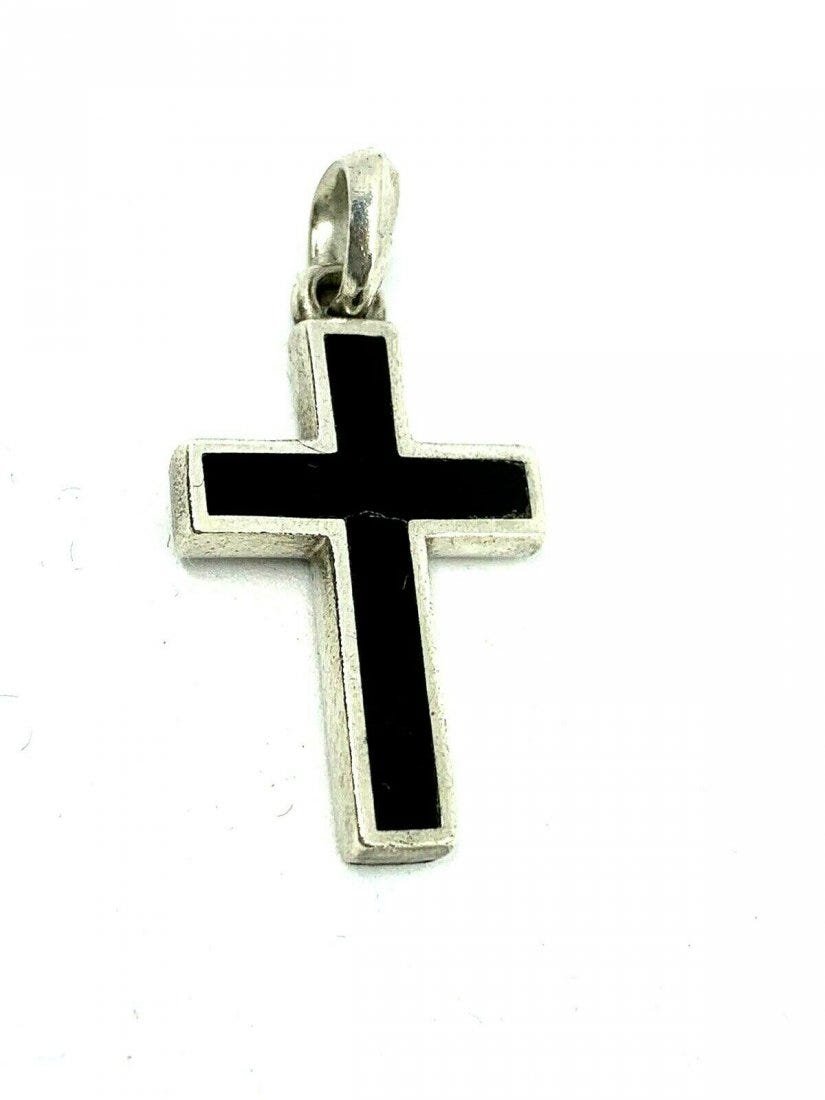 DAVID YURMAN Cross with Black Onyx 925 Silver Pendant (1 of 9)