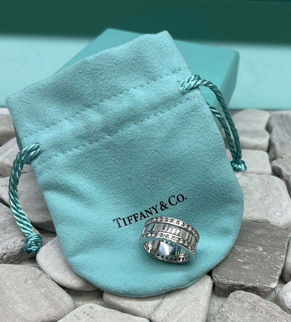 Tiffany & Co Atlas Roman 18K White Gold Diamond Ring (1 of 6)