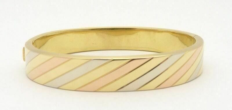Adriano Chimento 18K Gold 3 Color Bangle Bracelet: Adriano Chimento 18K Gold 3 Color Bangle Bracelet. SIZE: 7-1/2". GOLD WEIGHT: 37 Grams/23.8 Dwt. In house shipping is available, buyer pays shipping cost. House id 02.Many lots are available for "Buy