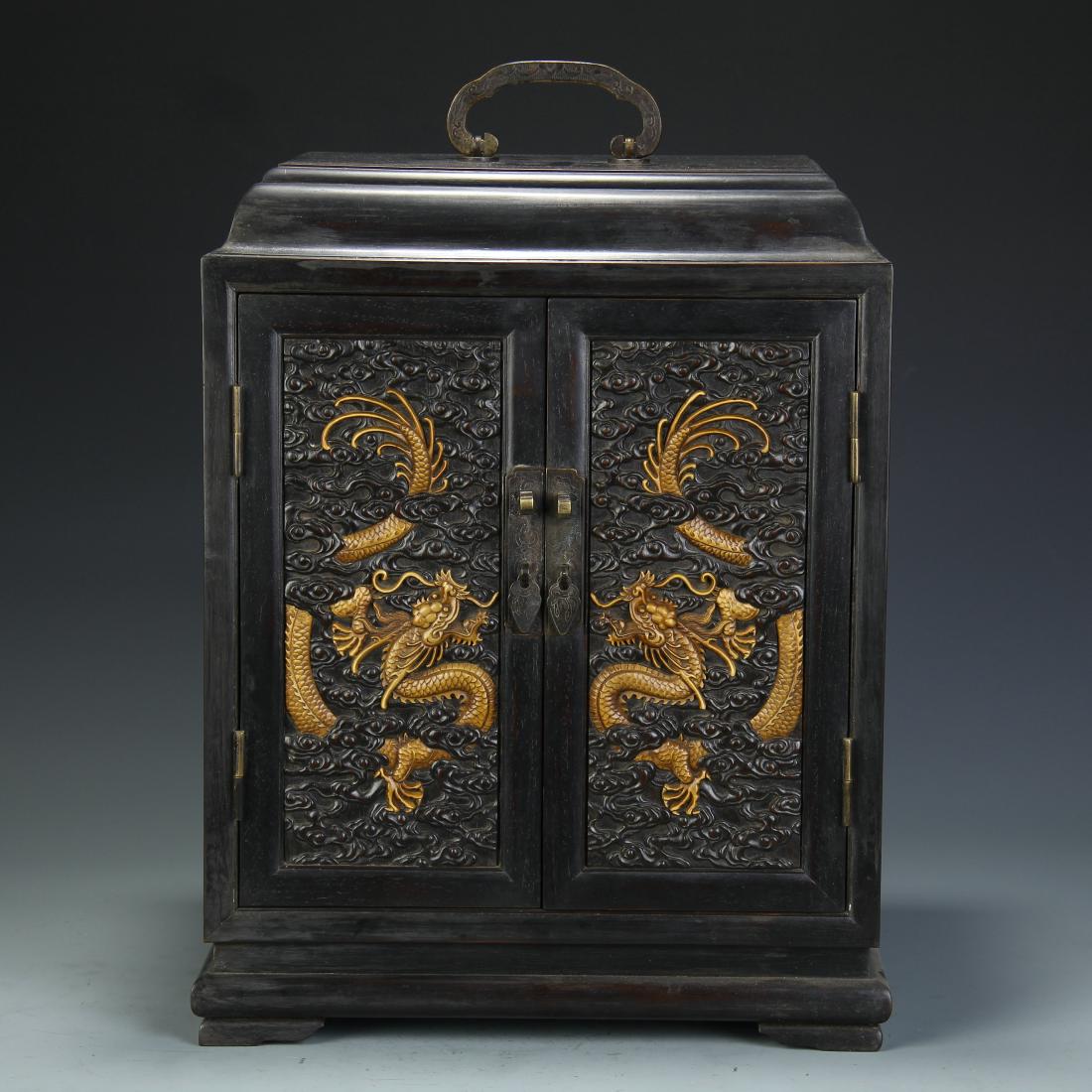 A Chinese Carved Wood Book Case (1 of 9)