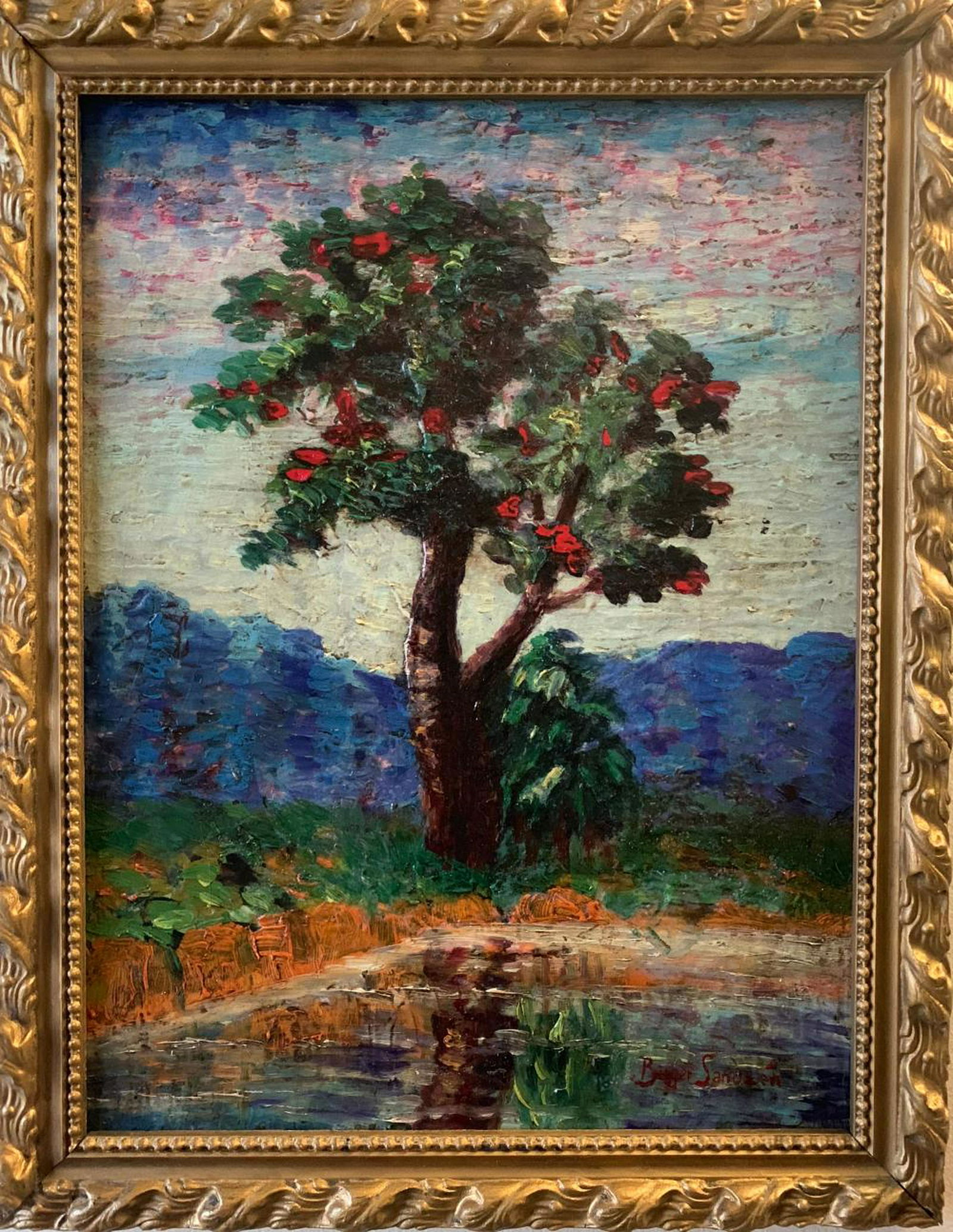 Birger Sandzen Oil on Masonite(1871-1954) Landscape (1 of 6)