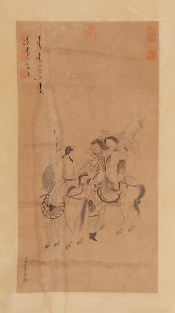 A Chinese Scroll Painting of Man on Horse by Jin (1 of 8)