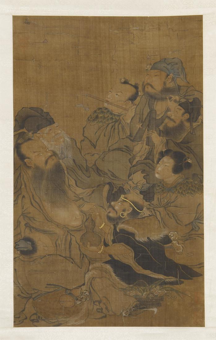 An Anonymous Chinese Silk Scroll Painting of Eight (1 of 7)