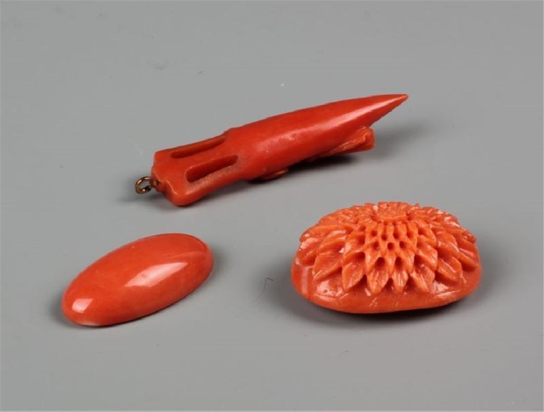 Set of Red Coral Ornaments (3pcs) (1 of 6)