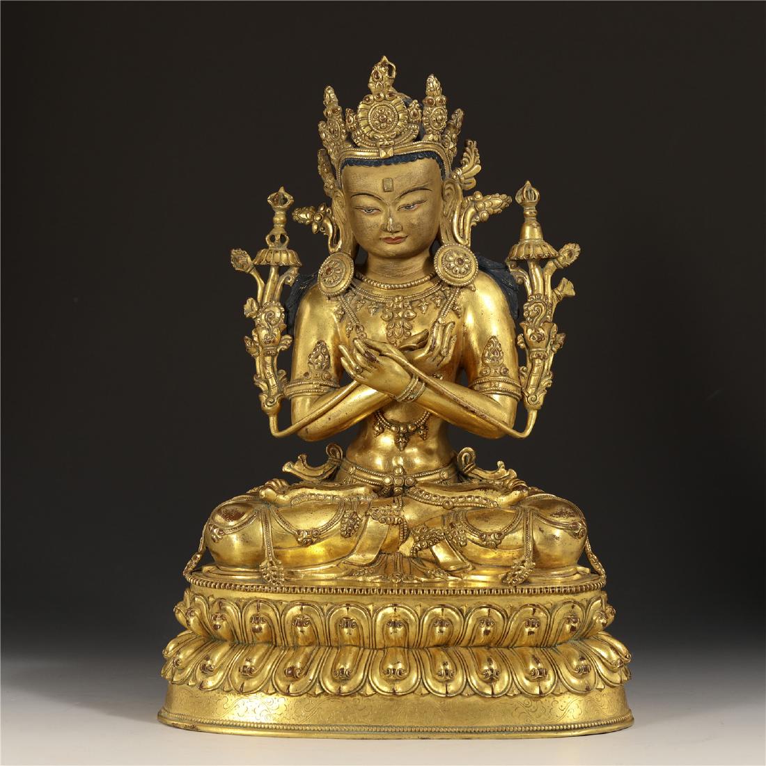 A Finely Cast Gilt Bronze Figure of Vajradhara Buddha (1 of 10)
