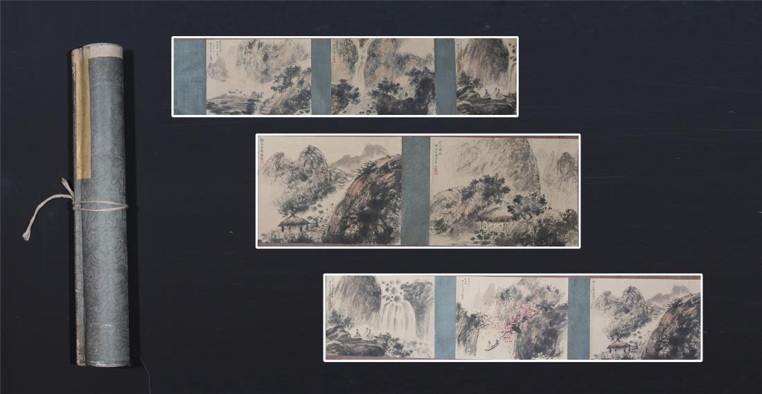 A Fine Chinese Hand Scroll Painting of Scholars by Fu (1 of 16)