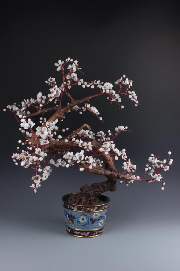 A Chinese Cloisonne  Bonsai with Multi-color precious (1 of 5)