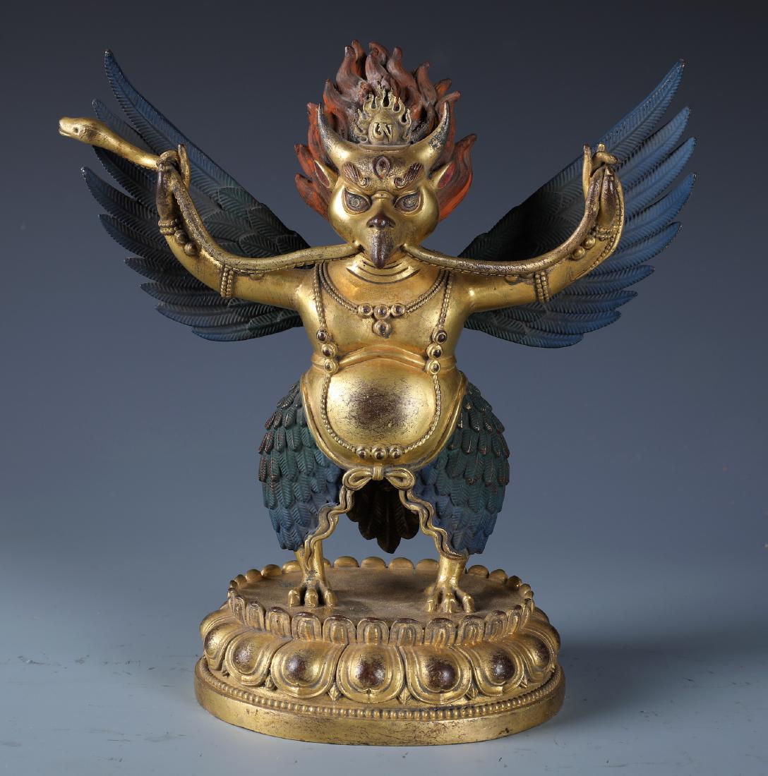 A Rare Chinese Gilt Bronze Figure of Garuda (1 of 13)
