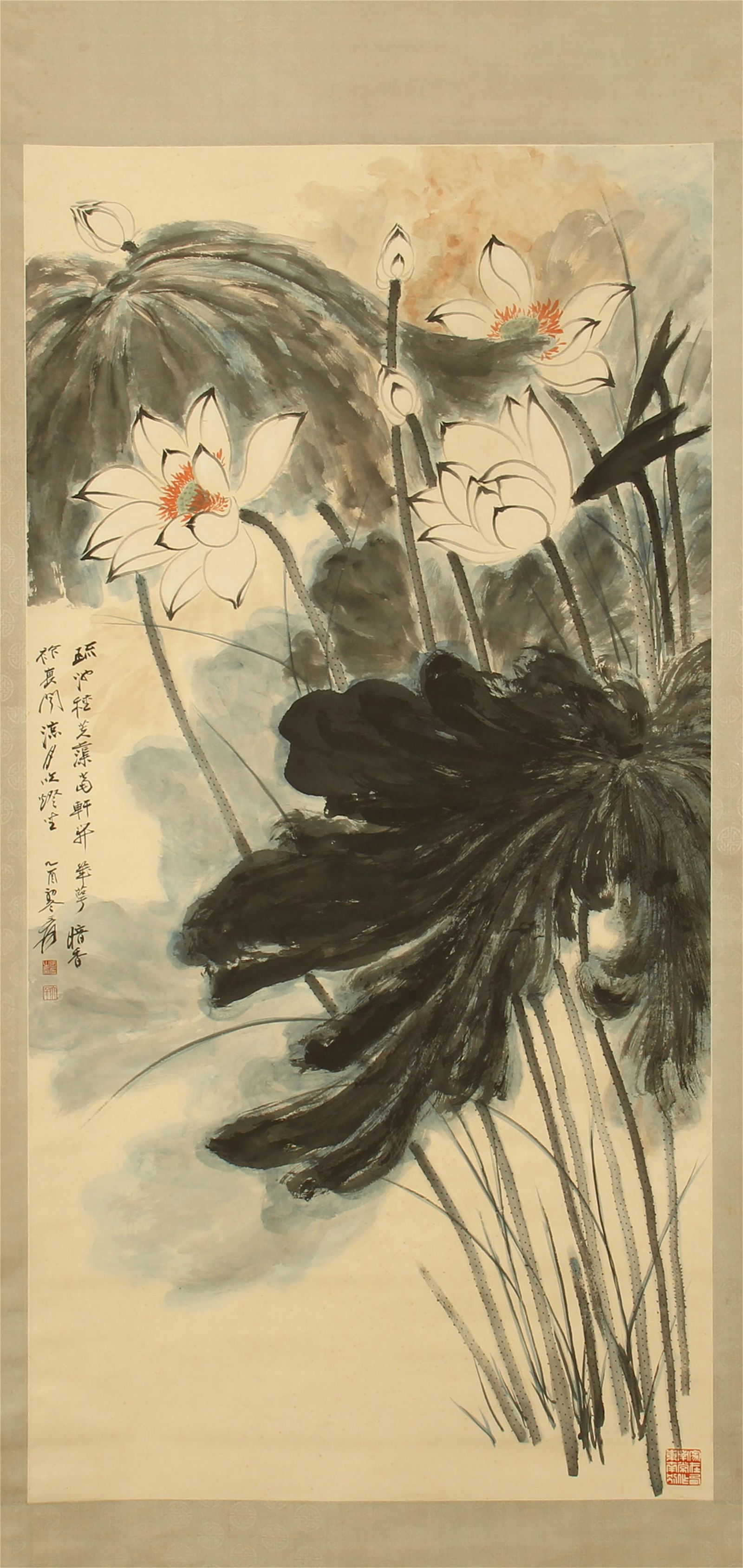 A Chinese Hanging Painting Scroll of Lotus Flower by (1 of 10)