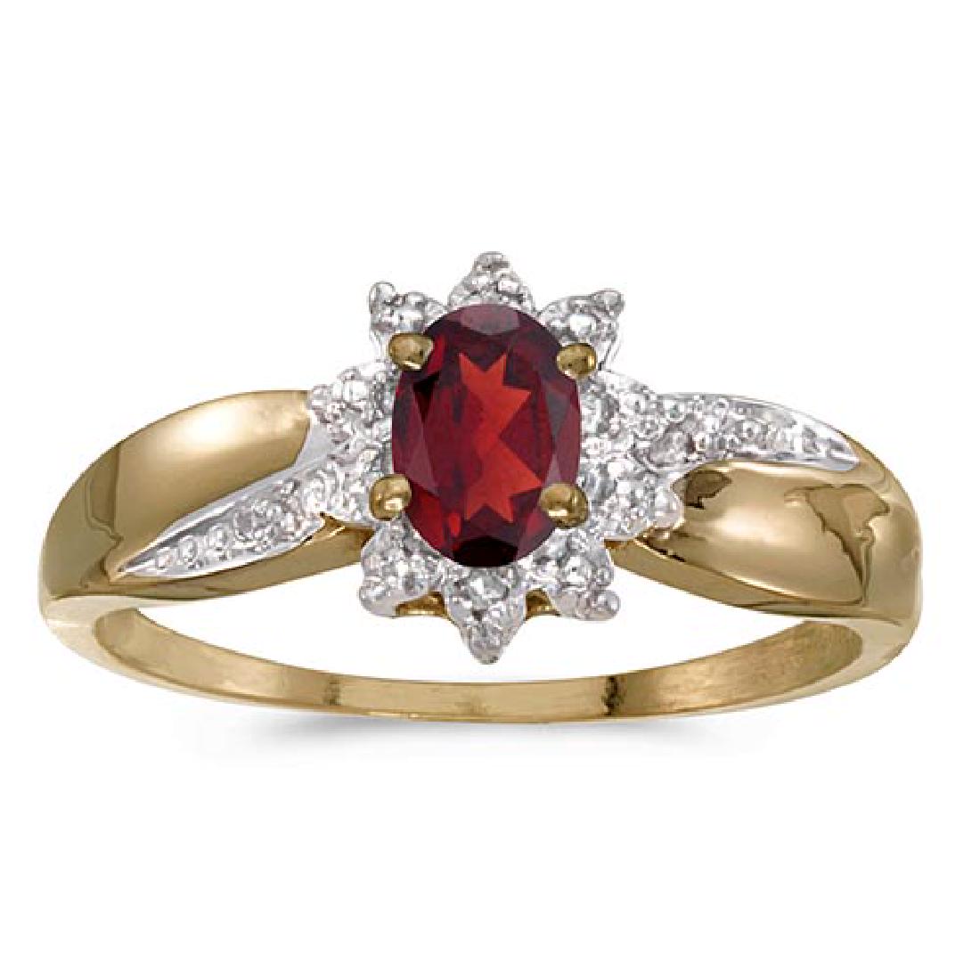 Certified 14k Yellow Gold Oval Garnet And Diamond Ring: Certified 14k Yellow Gold Oval Garnet And Diamond Ring **|**|** METAL PURITY: 14k ;METAL TYPE: Yellow gold ;GEM TYPE: garnet ;MAIN STONE COLOR: Red ;MAIN STONE SHAPE Oval ;STONE CLARITY: ;STONE COLOR: