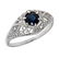 Art Deco Style Sapphire Filigree Ring w/ 4 Diamonds 14k