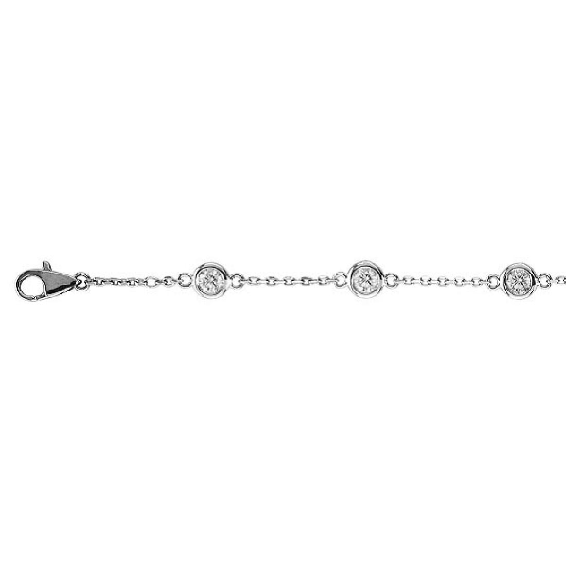 Diamond Anklet Bracelet Bezel Set 14K White Gold (0.50c: Diamond Anklet Bracelet Bezel Set 14K White Gold (0.50ct) **|**|** CENTER STONE; Diamond CENTER STONE CLARITY; SI1-SI2 CENTER STONE COLOR; G-h CENTER STONE SETTING; Bezel SIDE STONE CLARITY; SIDE STON