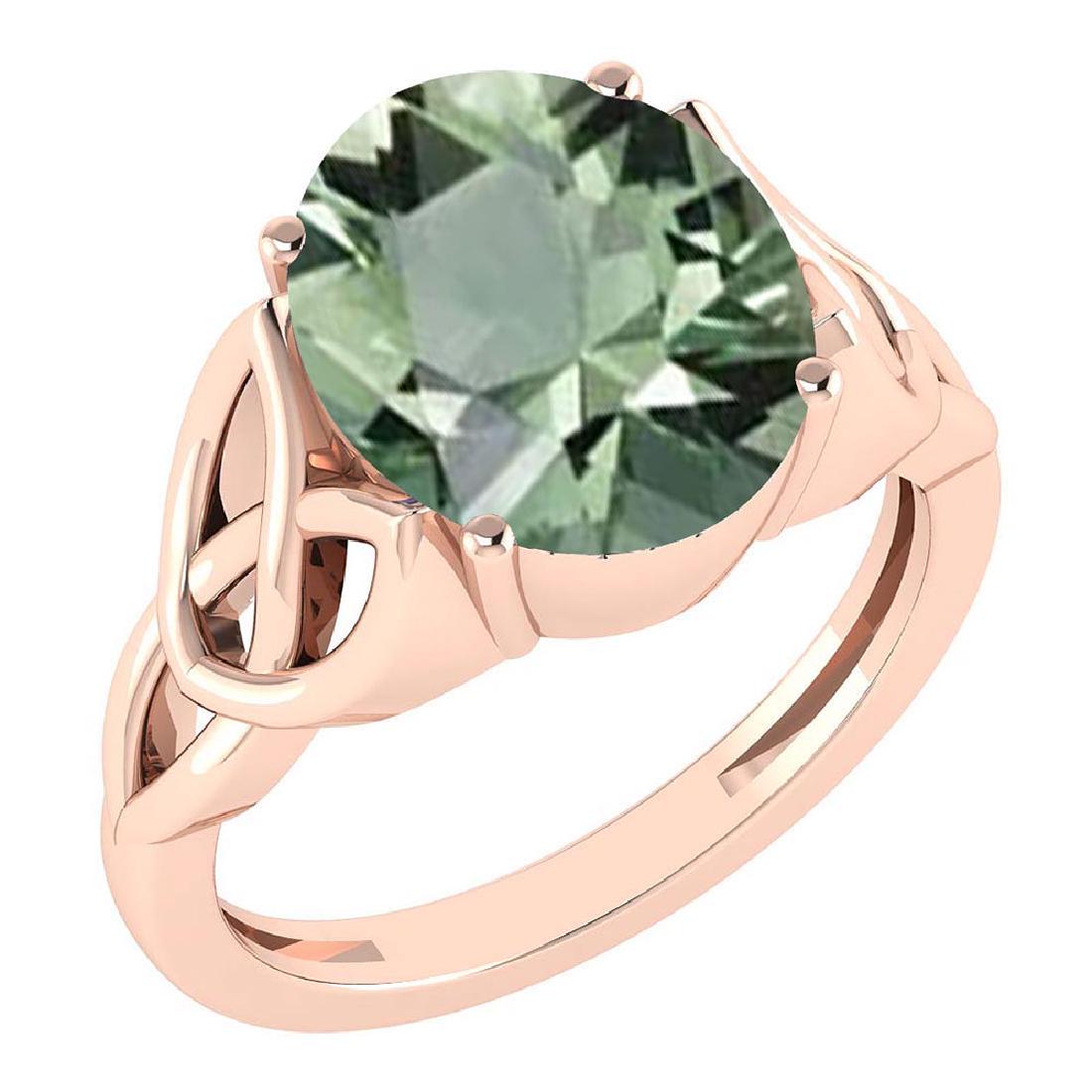 Certified 5.05 Ctw Green Amethyst 14K Rose Gold Solitai: Certified 5.05 Ctw Green Amethyst 14K Rose Gold Solitaire Ring MADE IN USA **|**|** Center Stone Approx Weight ; 5.05 Ctw (1 Pcs Oval) Center Stone Color: Green Amethyst Center Stone Setting ; Bezel M