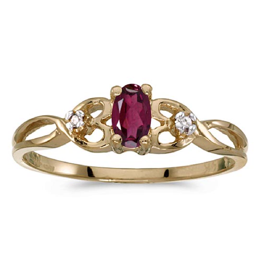 Certified 14k Yellow Gold Oval Rhodolite Garnet And Dia: Certified 14k Yellow Gold Oval Rhodolite Garnet And Diamond Ring **|**|** METAL PURITY: 14k ;METAL TYPE: Yellow gold ;GEM TYPE: rhodolite-garnet ;MAIN STONE COLOR: Red ;MAIN STONE SHAPE Oval ;STONE CL
