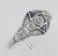 Art Deco Ring w/ 3 Diamonds Genuine Blue Sapphire - Ste