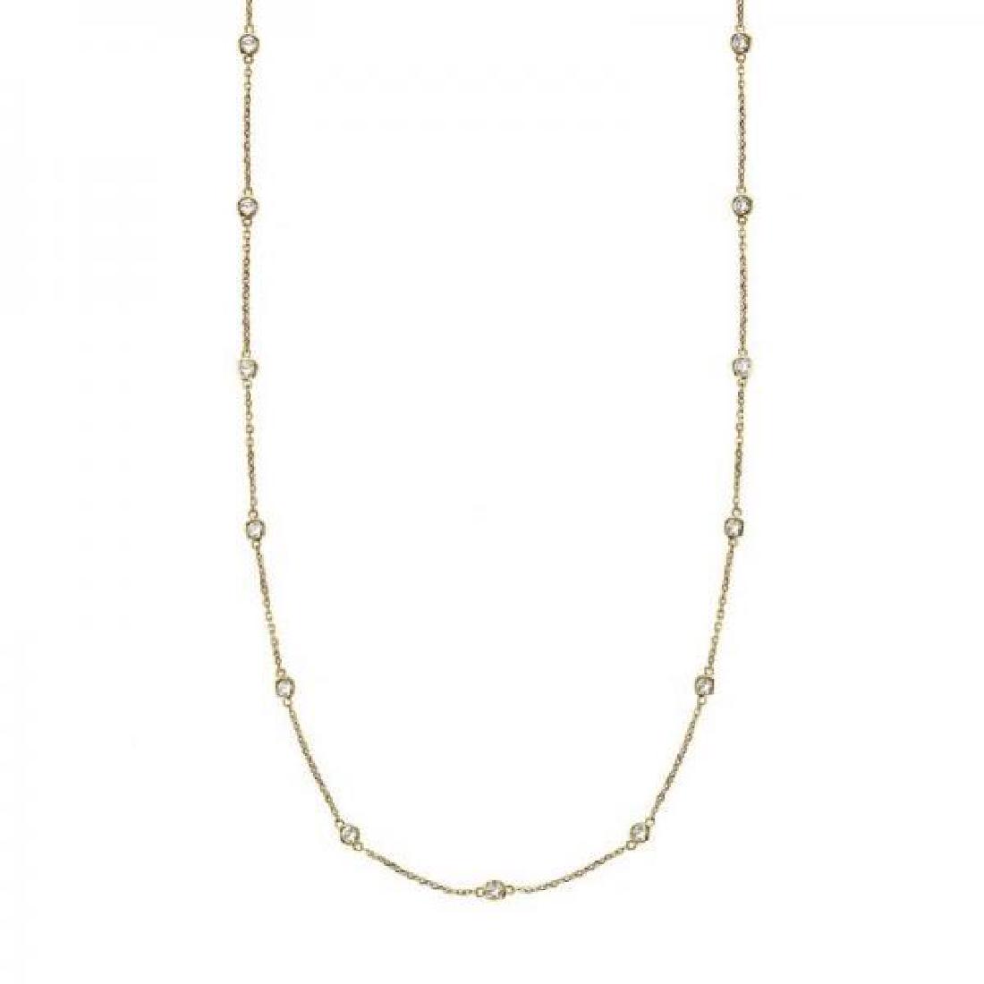 36 inch Diamonds by The Yard Station Necklace 14k Yello: 36 inch Diamonds by The Yard Station Necklace 14k Yellow Gold (1.00ct) **|**|** CENTER STONE; Diamond CENTER STONE CLARITY; SI1-SI2 CENTER STONE COLOR; G-h CENTER STONE SETTING; Bezel SIDE STONE CLARI