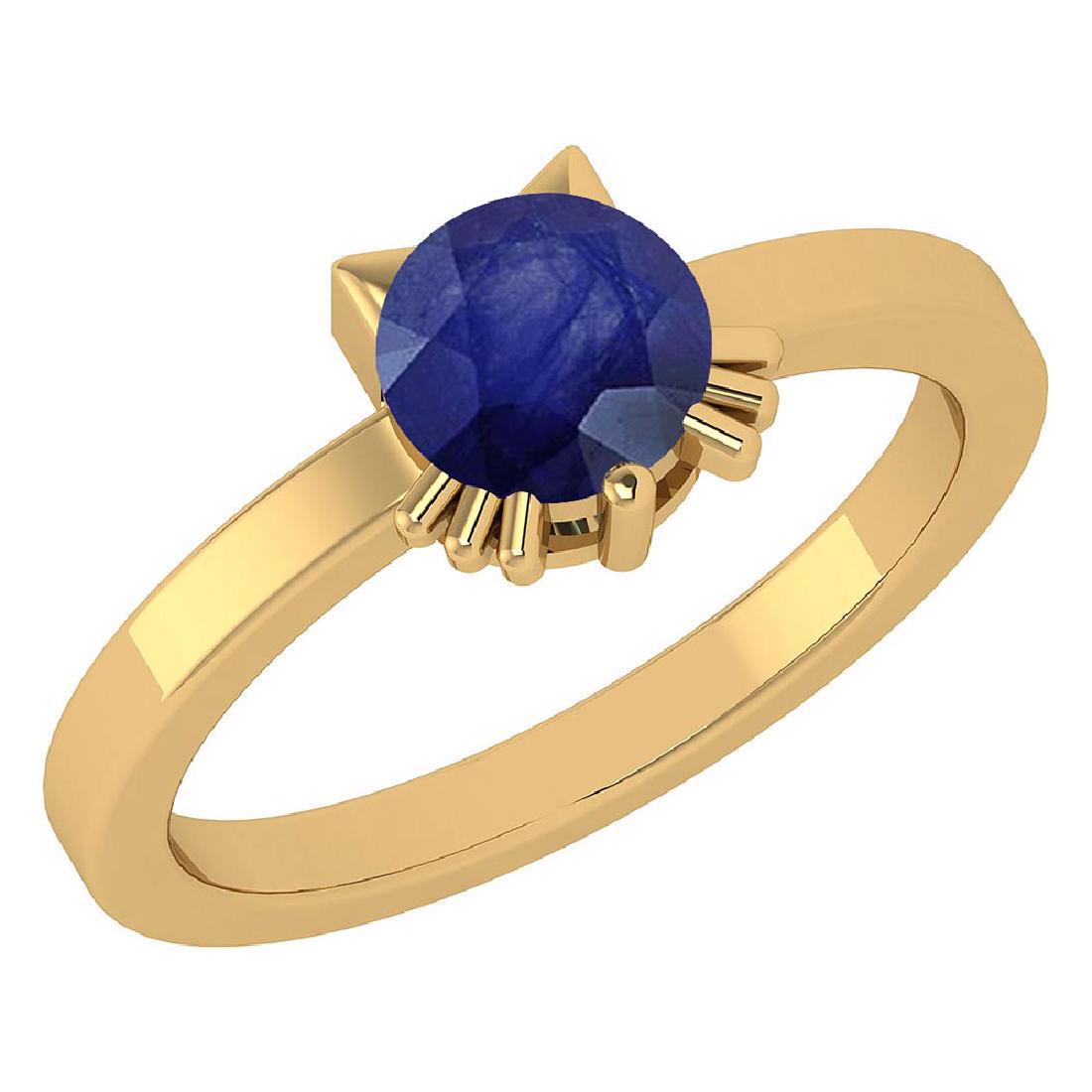 Certified 1.00 Ctw Blue Sapphire Cat Style Solitaire Ri: Certified 1.00 Ctw Blue Sapphire Cat Style Solitaire Ring 14K Yellow Gold (VS/SI1) MADE IN USA **|**|** Stone Weight ; 1.00 Ctw (1 Pcs Round) Center Stone Color: Blue Sapphire Center Stone Setting ; P