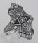 Art Deco Style Filigree Ring w/ Sapphires / 3 Diamonds