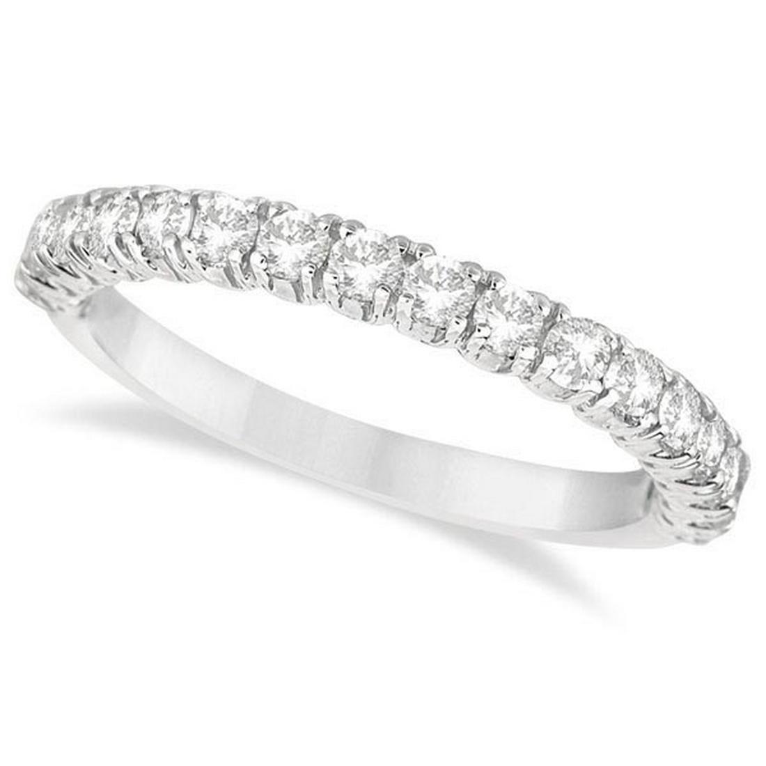 Half-Eternity Pave-Set Diamond Stacking Ring Palladium: Half-Eternity Pave-Set Diamond Stacking Ring Palladium (0.75ct) **|**|** CENTER STONE; Diamond CENTER STONE CLARITY; SI1-SI2 CENTER STONE COLOR; G-h CENTER STONE SETTING; Pave SIDE STONE CLARITY; SIDE
