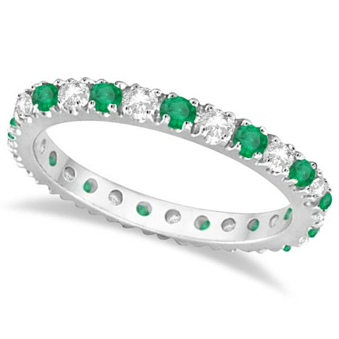 Diamond and Emerald Eternity Ring Stackable Band 14K Wh: Diamond and Emerald Eternity Ring Stackable Band 14K White Gold (0.64ct) **|**|** CENTER STONE; Emerald CENTER STONE CLARITY; CENTER STONE COLOR; Green CENTER STONE SETTING; Prong SIDE STONE CLARITY; 
