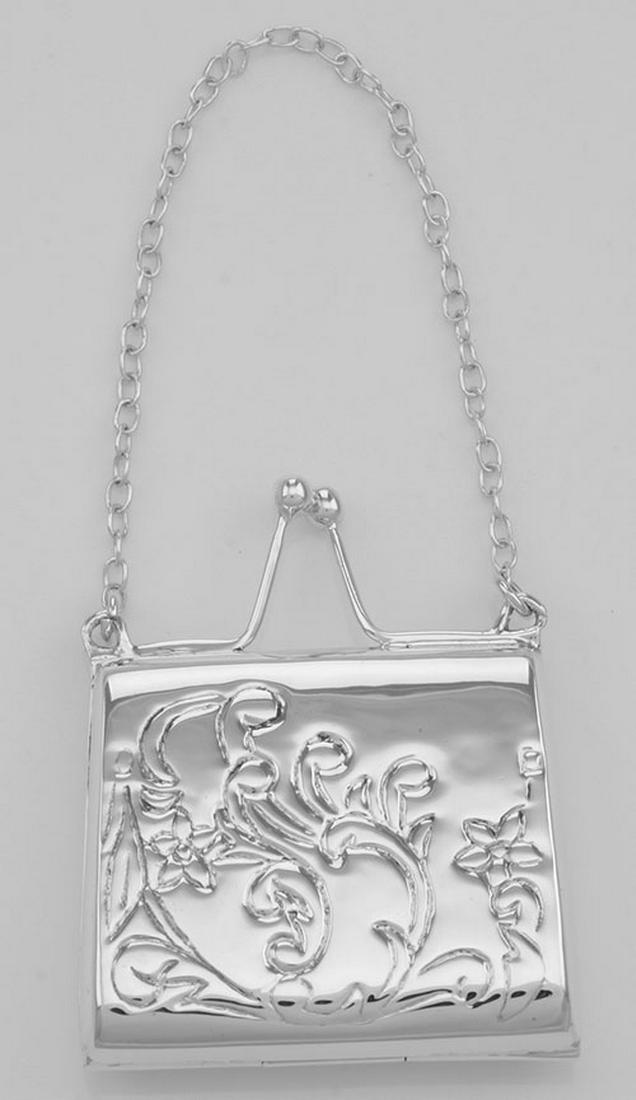 Antique Style Paisley Purse Locket / Pill Box in Fine S: Antique Style Paisley Purse Locket / Pill Box in Fine Sterling Silver **|**|** #X-550 Sterling Silver Paisley Pattern Purse Locket / Pillbox or Miniature Purse measures approx. 1 1/8 inches W x 1 1/2 