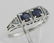 Art Deco Style Sapphire Filigree Ring w/ 2 Diamonds - S