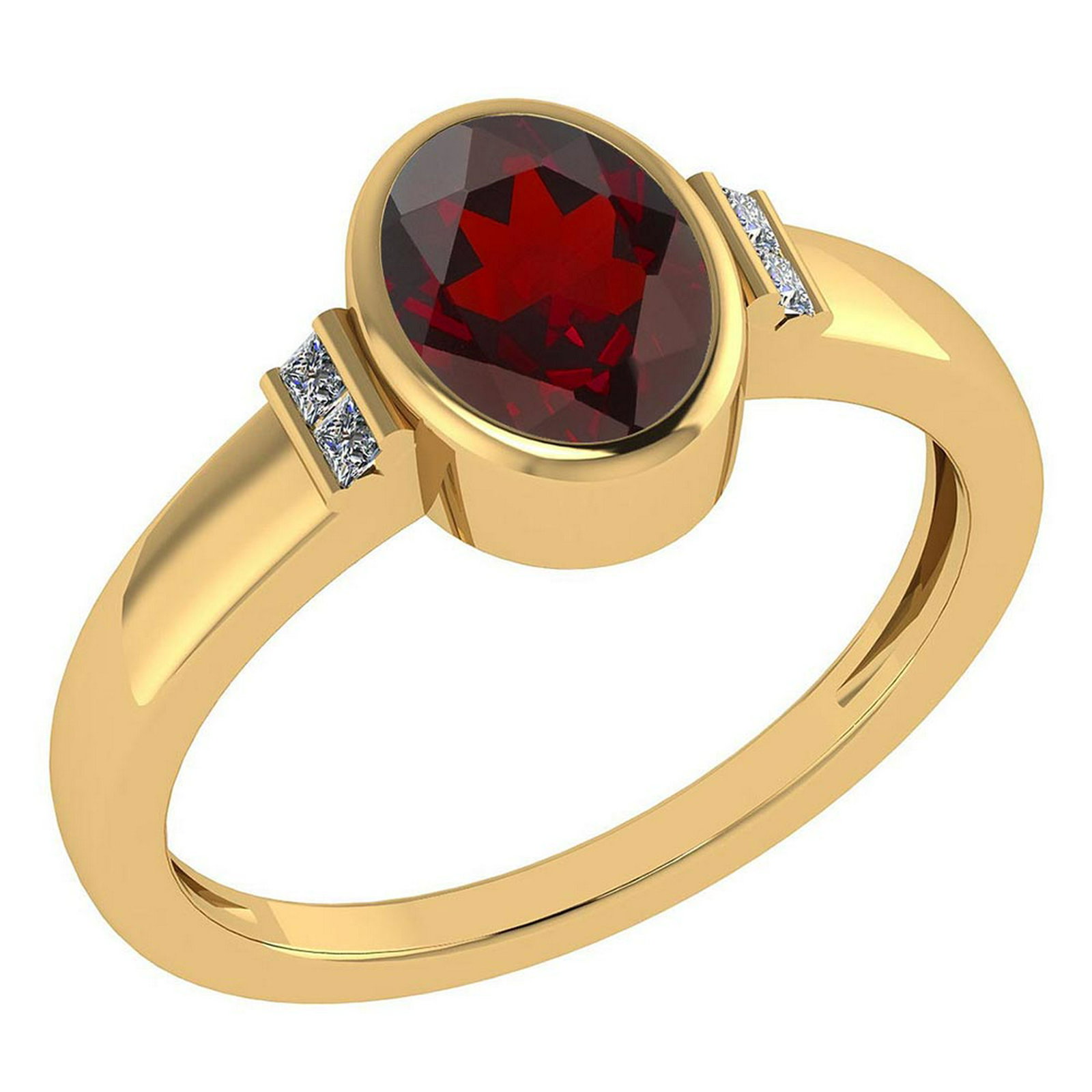 Certified 1.28 Ctw Garnet And Diamond 18k Yellow Gold R: Certified 1.28 Ctw Garnet And Diamond 18k Yellow Gold Ring (G-H VS/SI1) **|**|** Center Stone Weight ; 1.25 Ctw (1 Pcs Oval) Center Stone: Garnet Center Stone Setting ; Prong Side Stone (1.6 mm 4Pcs P