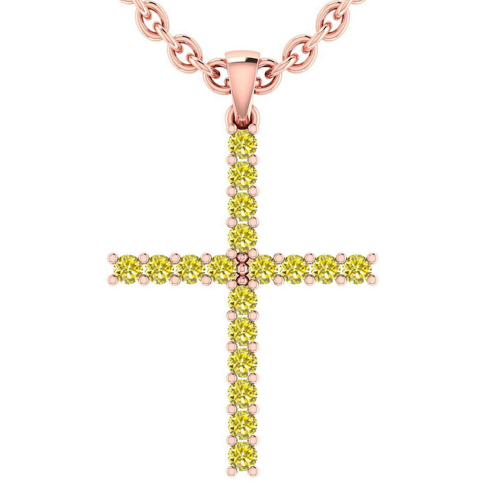 Certified 0.54 Ctw Fancy Yellow Diamond 14k Rose Gold P: Certified 0.54 Ctw Fancy Yellow Diamond 14k Rose Gold Pendant **|**|** Stone Weight ; 0.54 Ctw (18 Pcs Round) Center Stone Color: Fancy Yellow Diamond Stone Clarity: SI2/I1 Center Stone Setting ; Pron