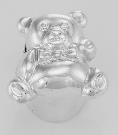 Cute Teddy Bear Sterling Silver Box for Baby: Cute Teddy Bear Sterling Silver Box for Baby **|**|** #X-608 Baby Gift : Sterling Silver Teddy Bear Box for Baby - Use to store babys first tooth first curl or other small precious keepsakes. Unique B