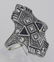 Art Deco Style Filigree Ring w/ Sapphires / 3 Diamonds