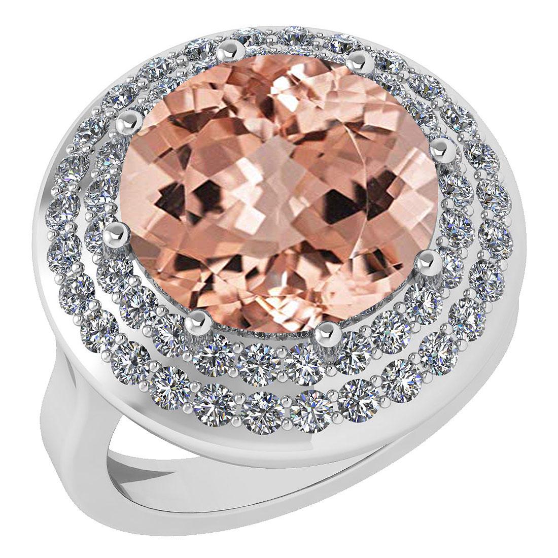 Certified 7.30 Ctw Morganite And Diamond Ladies Fashion: Certified 7.30 Ctw Morganite And Diamond Ladies Fashion Halo Ring 14K White Gold (VS/SI1) MADE IN USA **|**|** Center Stone Weight ; 6.00 Ctw (1 Pcs Round) Center Stone Color: Morganite Center Stone S