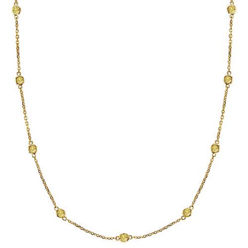 Fancy Yellow Canary Diamonds by The Yard Necklace 14k G: Fancy Yellow Canary Diamonds by The Yard Necklace 14k Gold (0.75ct) **|**|** METAL TYPE: 14k Yellow Gold ;TOTAL CARAT WEIGHT: 0.75 ;NAME OF CENTER STONE: Diamond ;CENTER STONE SHAPE: Round ;CENTER STO